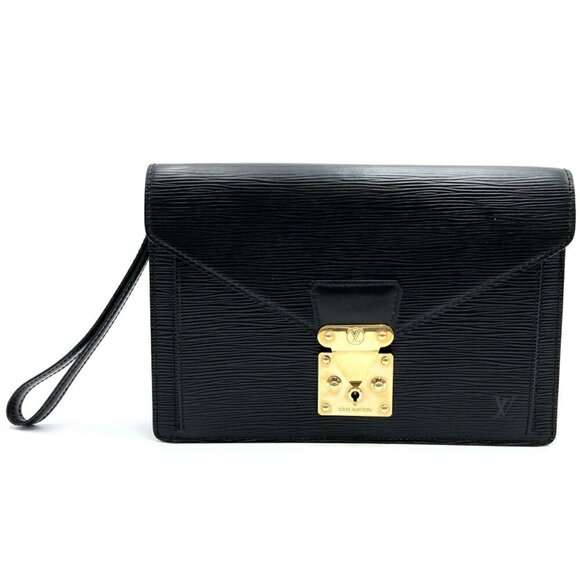 LOUIS VUITTON Black Leather Clutch Bag - Picture 1 of 10